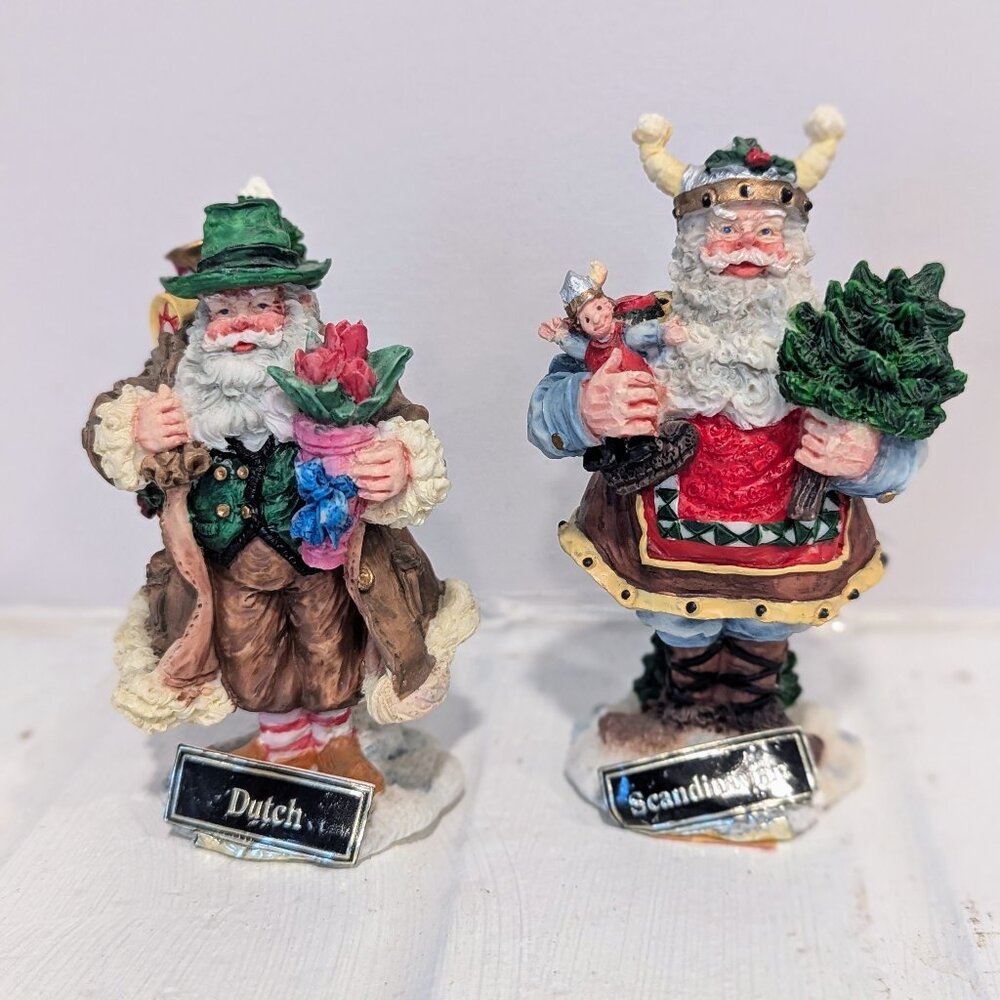 VTG Set of 2 Santas of the World Figures Dutch Scandinavian 4" Roman Inc. 1994
